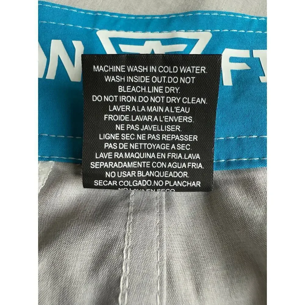 American Fighter Mens 38 Grey/Blue Swim Trunks Lining
